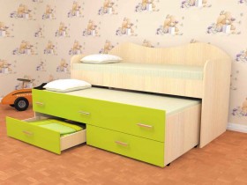 Кровать детская Нимфа двухместная 2.0 Дуб молочный/Лайм в Дзержинске - dzerzhinsk.katalogmebeli.com | фото