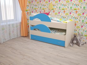 Кровать детская Радуга 1600 Млечный дуб/Голубой в Дзержинске - dzerzhinsk.katalogmebeli.com | фото