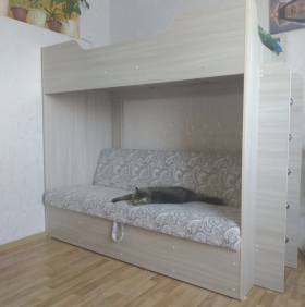 Кровать двухъярусная с диваном (Беленый дуб) в Дзержинске - dzerzhinsk.katalogmebeli.com | фото
