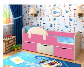 Кровать Малыш-мини Дуб молочный/Розовый в Дзержинске - dzerzhinsk.katalogmebeli.com | фото