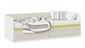 Кровать «Сканди» с 2 ящиками Дуб Гарден/Белый/Зеленый в Дзержинске - dzerzhinsk.katalogmebeli.com | фото