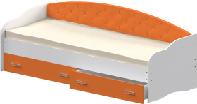 Кровать Софа-7 с мягкой спинкой (800х2000) Белый/Оранжевый в Дзержинске - dzerzhinsk.katalogmebeli.com | фото