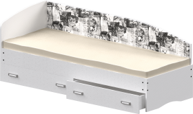 Кровать Софа-9 с мягкой спинкой с рисунком Милана (900х2000) Белый в Дзержинске - dzerzhinsk.katalogmebeli.com | фото