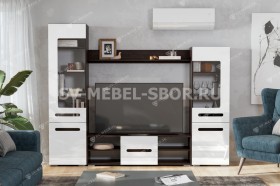 Мебель для гостиной МГС 6 (Исполнение 1/Венге/Белый глянец) в Дзержинске - dzerzhinsk.katalogmebeli.com | фото