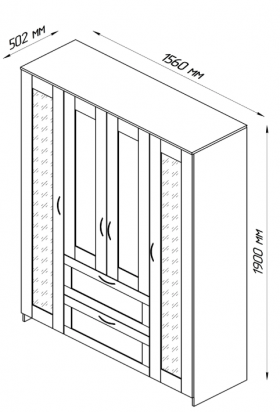 Шкаф четырехдверный Сириус с 2 зеркалами и 2 ящиками белый в Дзержинске - dzerzhinsk.katalogmebeli.com | фото 2