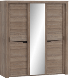 Шкаф трехдверный Соренто с раздвижными дверями Дуб стирлинг/Кофе структурный матовый в Дзержинске - dzerzhinsk.katalogmebeli.com | фото 1