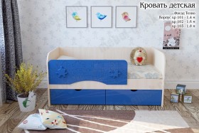 Техно Кровать детская 2 ящика 1.6 Синий глянец в Дзержинске - dzerzhinsk.katalogmebeli.com | фото